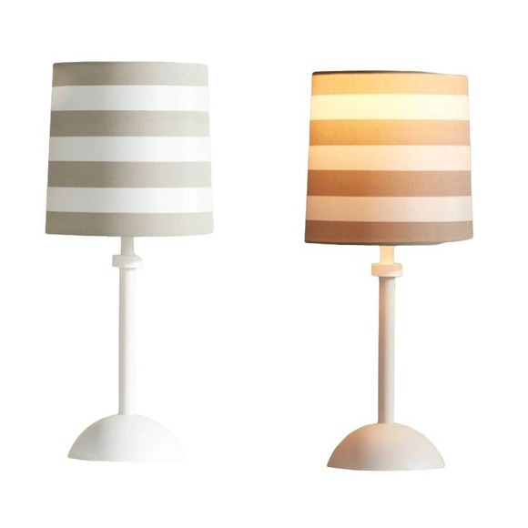 Matching Pair 14.75" Pillowfort Striped Gray Accent Bed/Sofa Side Table Lamps - Picture 3 of 6